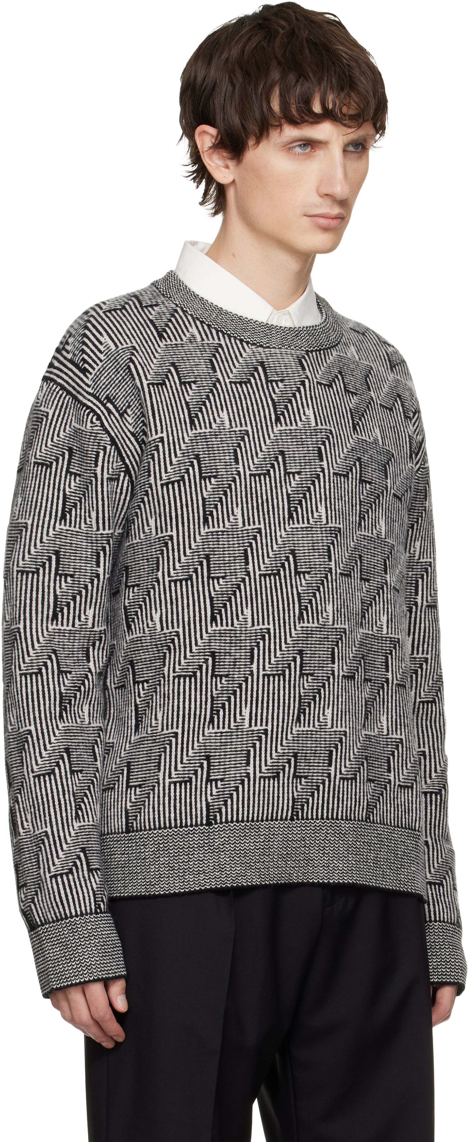 Sveter Paul Smith Paul Smith Geometric Pattern Wool Sweater Šedá | M1R-557Z-T02834-79, 1