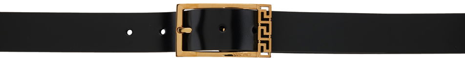 Black Greca Leather 3 CM Belt