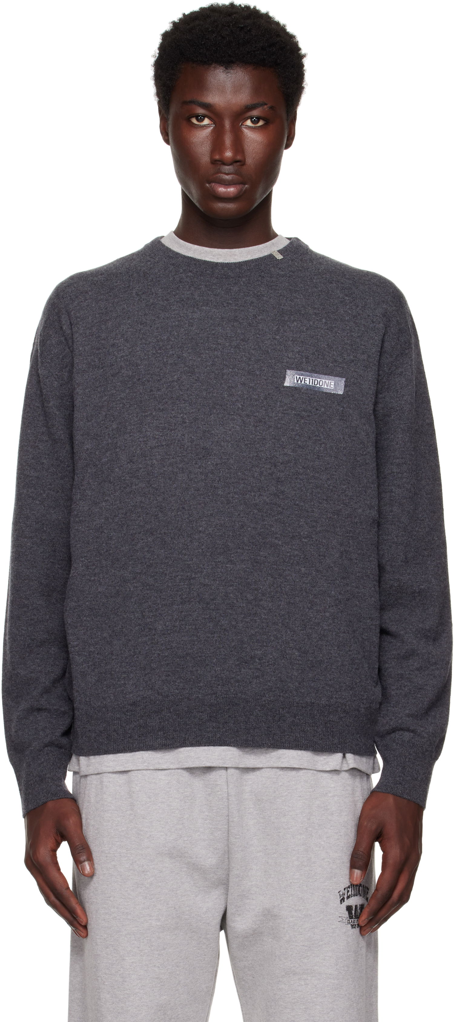 Sveter We11done We11done Knit Logo Pullover Sweater Šedá | WD-KO2-25-651-U-GY, 0