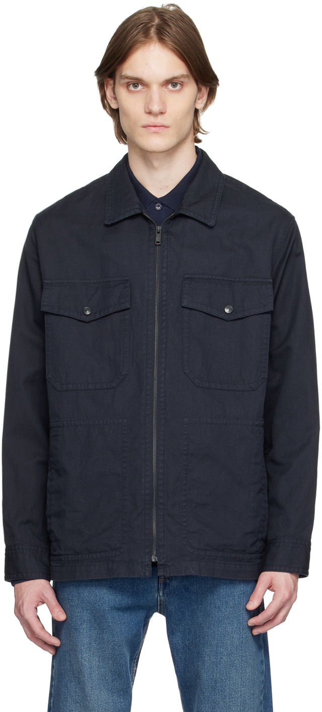 Vetrovka ISABEL MARANT Piezo Zip-Up Cotton-Linen Jacket Navy | 23PVE0056HA-A1G24H, 0