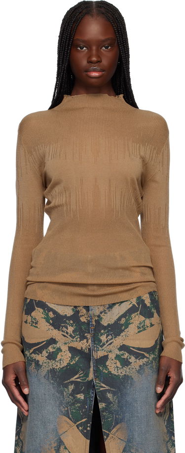 Sveter Feng Chen Wang Feng Chen Wang Transparent Ribbed Knit Sweater Hnedá | FUS19KT03, 0