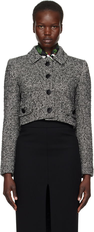 Kabáty Dolce & Gabbana Dolce&Gabbana Short Micro-Tweed Jacket Čierna | F26K6T GDCNC, 0