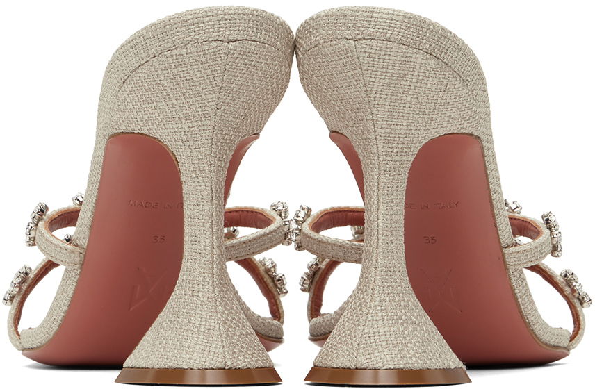Doplnky Amina Muaddi Amina Muaddi Lily 95 Heeled Sandals Béžová | LILY SLIPPER 95 CL CANVAS, 1