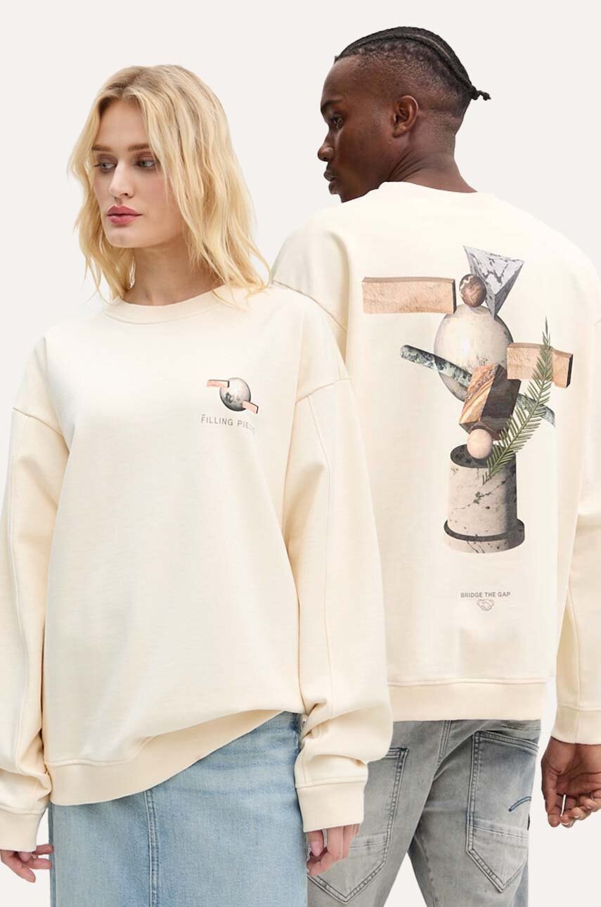 Mikina Filling Pieces Filling Pieces Printed Sweatshirt Béžová | 74514089936, 0