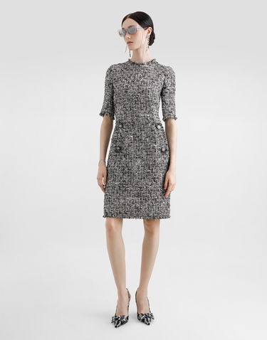 Šaty Dolce & Gabbana Dolce & Gabbana Raschel Tweed Midi Dress with Short Sleeves Rôznofarebný | F6TMFTFMMH7S8030, 1