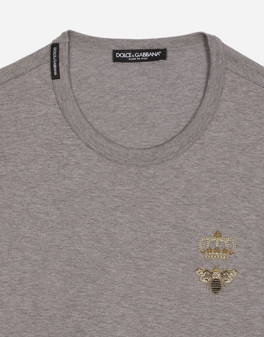 Tričko Dolce & Gabbana Cotton T-shirt With Embroidery Šedá | G8PV1ZG7WUQS8291, 2