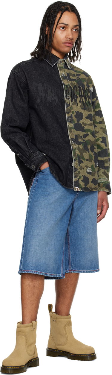 Košeľa BAPE A Bathing Ape 1st Camo Destroyed Denim Shirt Zelené | 001SHL301312M, 3
