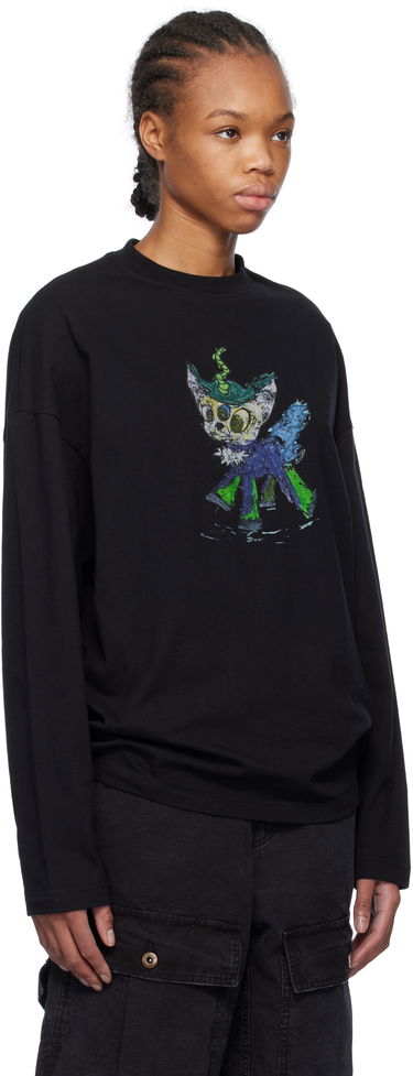 Tričko We11done We11done Monster Drawing Long Sleeve T-Shirt Čierna | WD-TT0-25-745-U-BK, 1