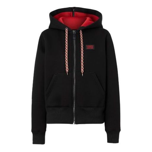 Mikina Burberry Logo Casual Zip-Up Hoodie Čierna | 80189191