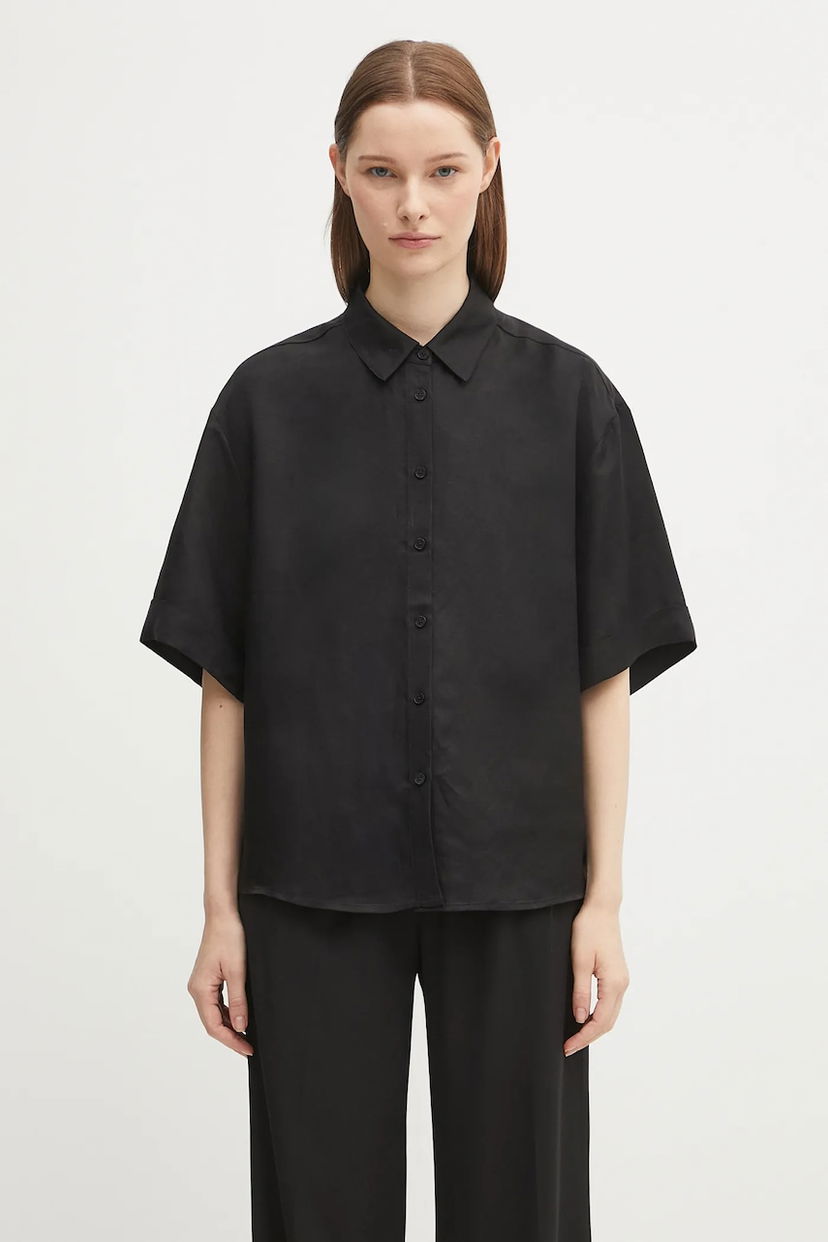 Košeľa Anine Bing Anine Bing Coco Relaxed Linen-Blend Shirt Čierna | A.07.11130