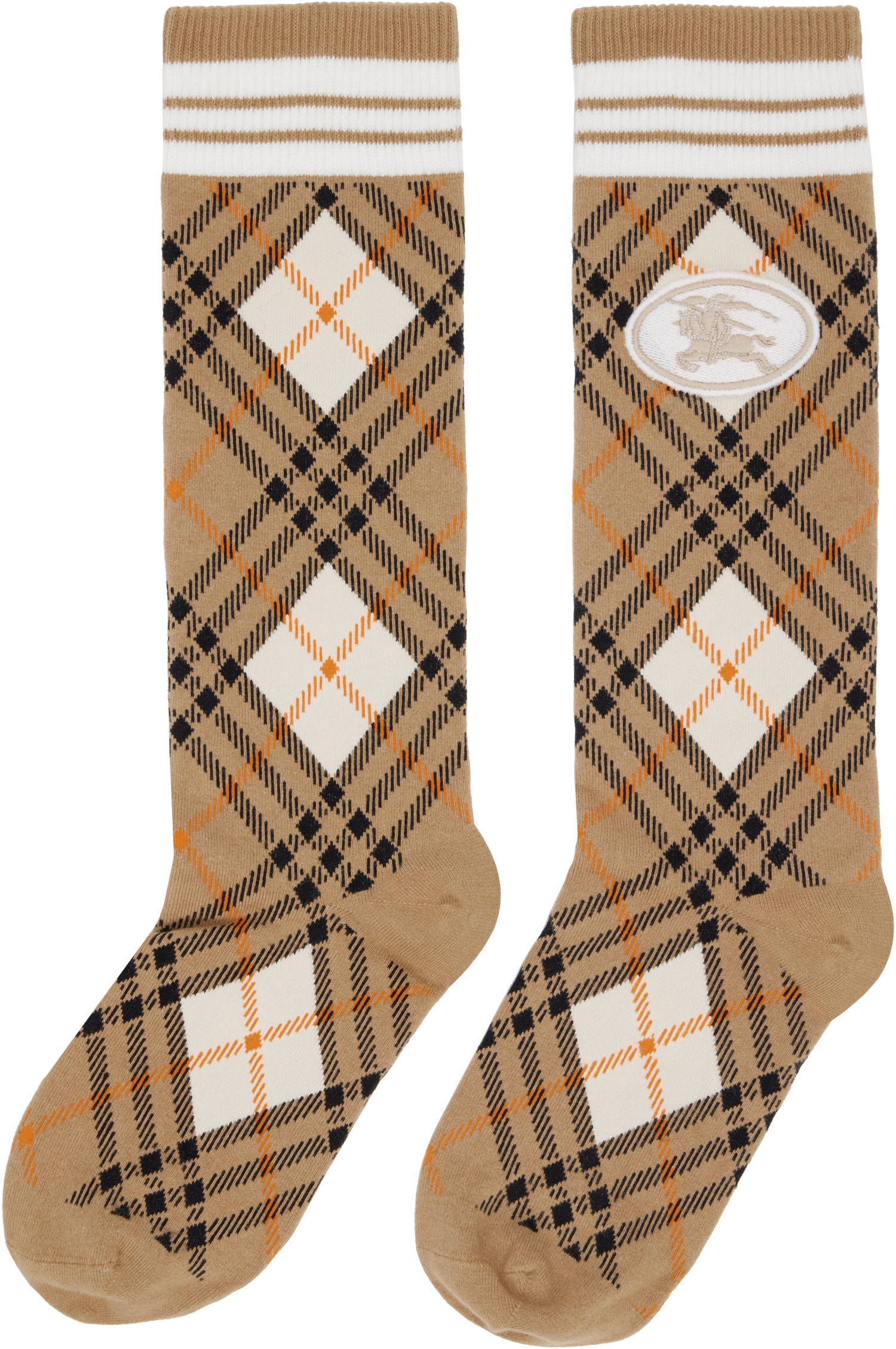 Ponožky Burberry Burberry Argyle Check Stretch Cotton Blend Socks Béžová | 8113535, 1