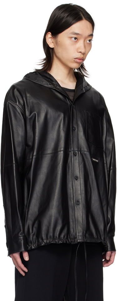 Bunda Helmut Lang Hooded Leather Shirt Jacket Čierna | O05HM595, 1