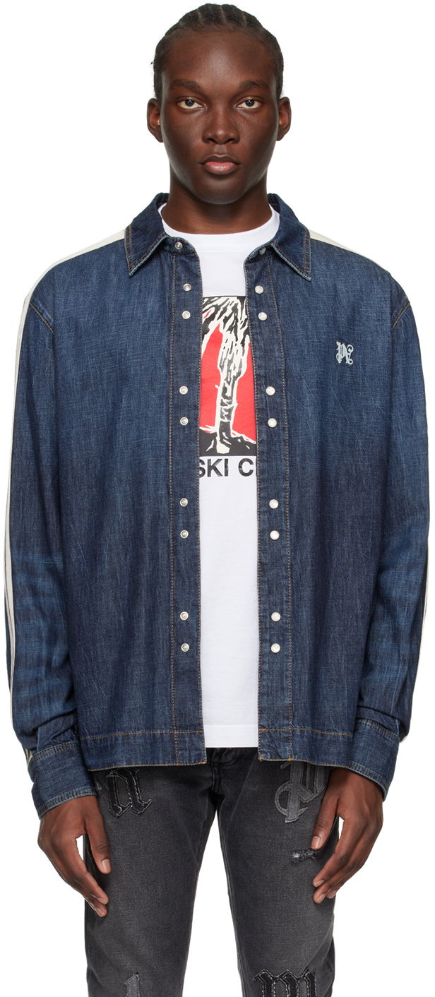 Bunda Palm Angels Monogram Track Denim Jacket Navy | PMYE049R24DEN0014503, 0