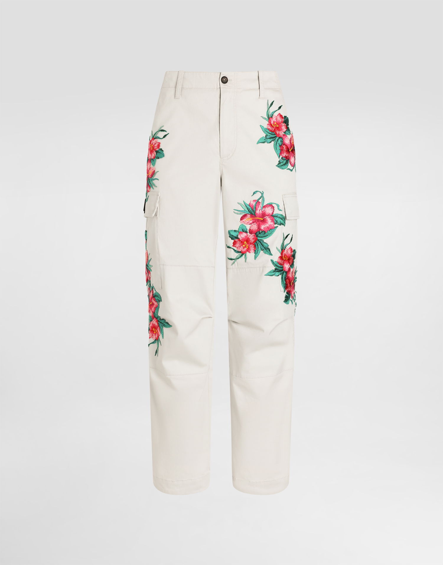 Cargo nohavice Dolce & Gabbana Dolce & Gabbana Cotton Cargo Pants with Floral Embroidery Biela | GP03LZFUFKYM2826, 0