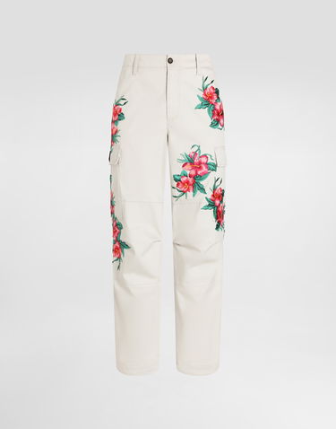 Cargo nohavice Dolce & Gabbana Dolce & Gabbana Cotton Cargo Pants with Floral Embroidery Biela | GP03LZFUFKYM2826, 0