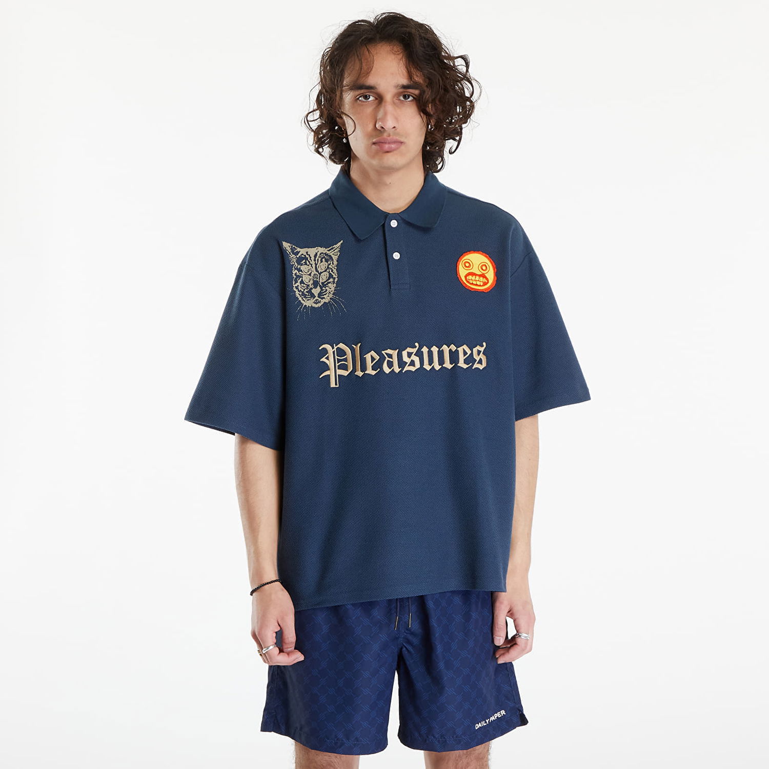 Polo tričko Pleasures Wyatt Boxy Polo Navy Navy | P24SU036 NAVY, 0