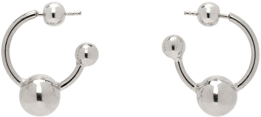Náušnice Jean Paul Gaultier Jean Paul Gaultier Silver Ball Hoop Earrings Metalická | 24/25-U-BO036-X053-91, 0