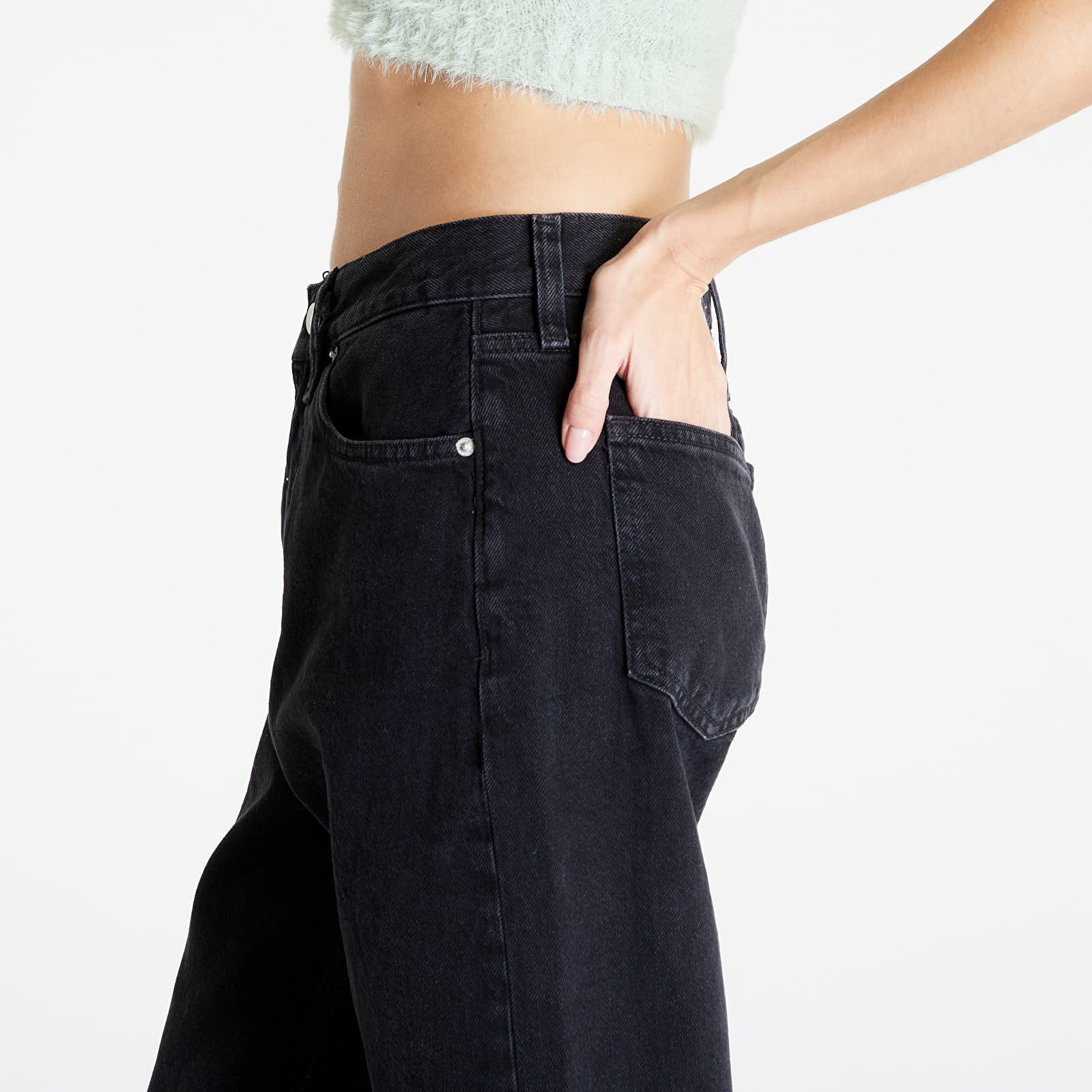 High Rise Straight Jeans Black