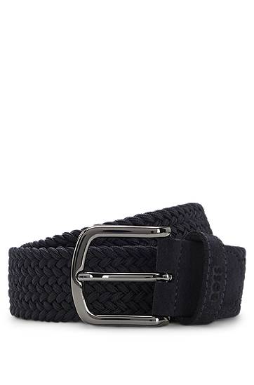 Opasok BOSS Woven Belt with Leather Trims Čierna | 50537169, 0