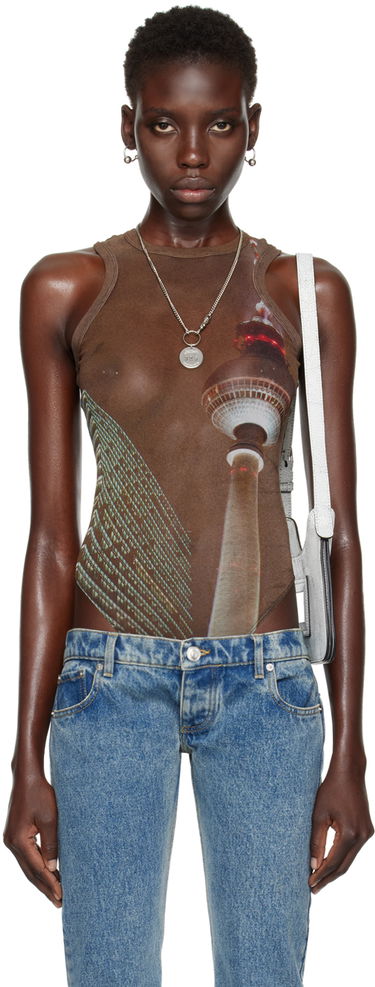 Tielko Jean Paul Gaultier Jean Paul Gaultier Shayne Oliver Edition Printed Bodysuit Hnedá | 24/27-F-BD034-T551-60405030, 0