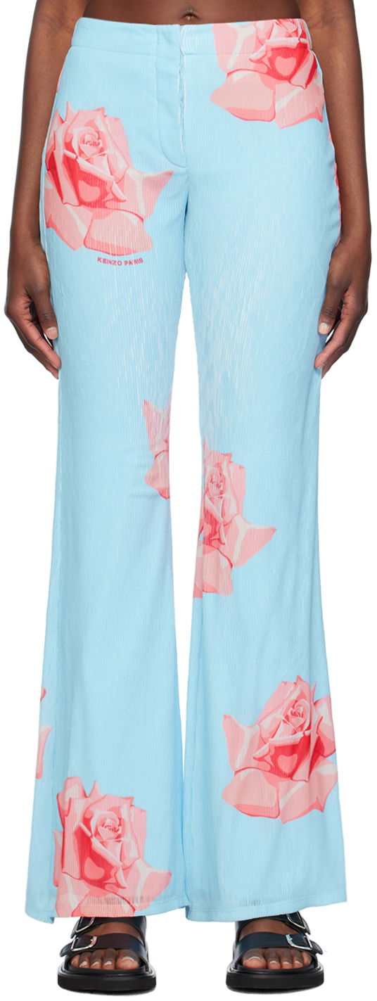 Nohavice KENZO Paris Rose Trousers Modrá | FE52PA0859E1, 0