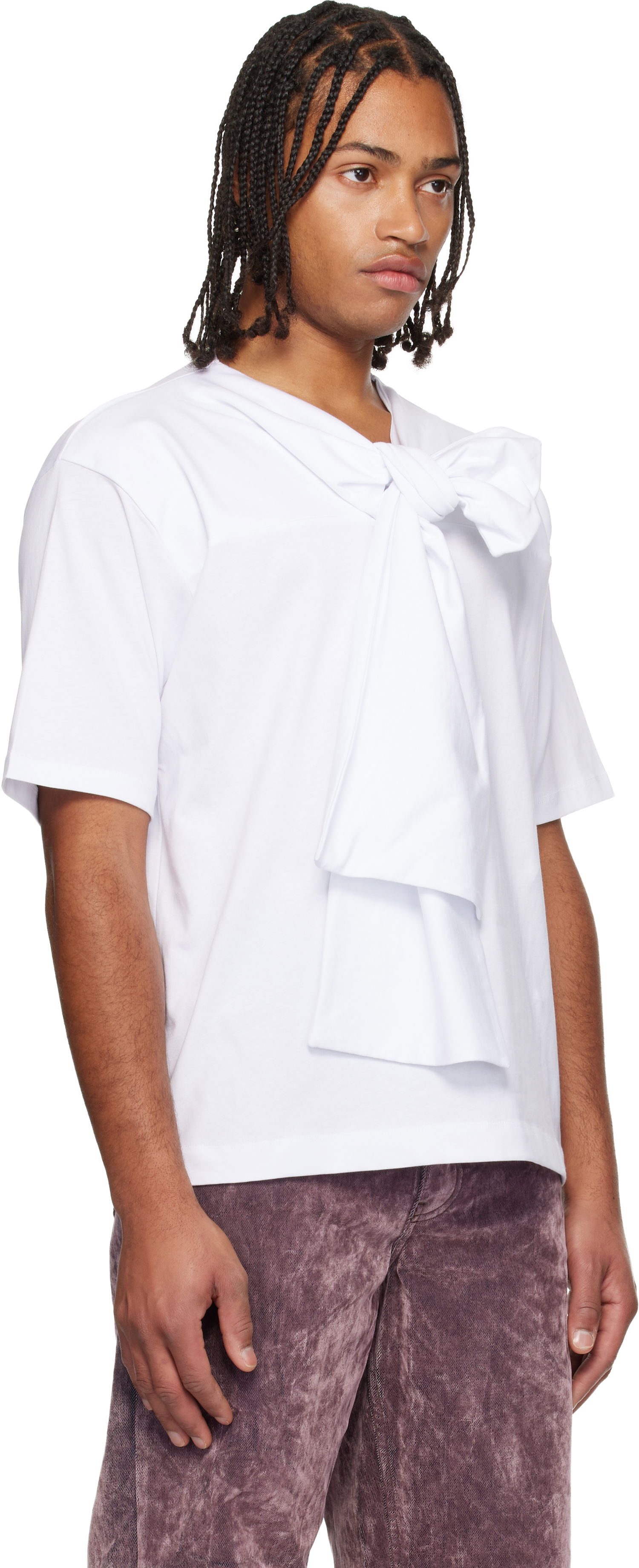 Tričko Dries Van Noten Dries Van Noten Bow Neck Cotton T-shirt Biela | 252-021108-2603, 1