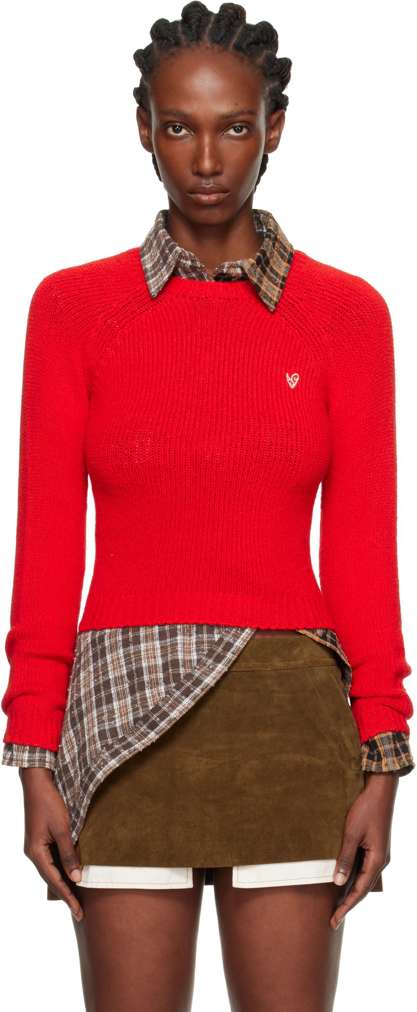 Sveter Acne Studios Acne Studios Cropped Crewneck Sweater Červená | A60597-