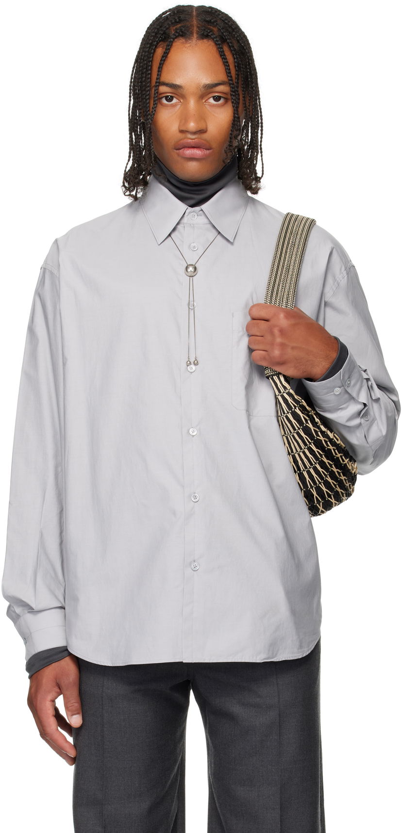 Košeľa LEMAIRE Regular Fit Long Sleeve Button-Up Shirt Šedá | SH1201 LF1500
