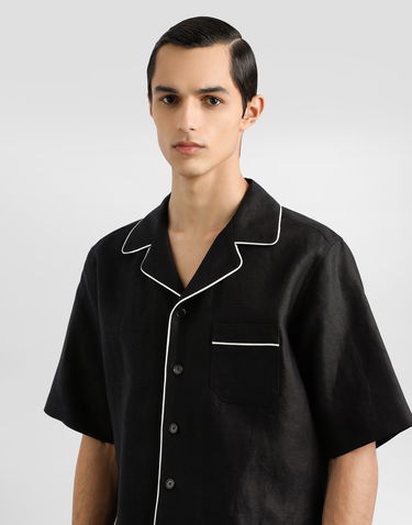 Košeľa Dolce & Gabbana Dolce & Gabbana Linen Hawaiian Shirt Čierna | G5NF5TFU4MCN0000, 3