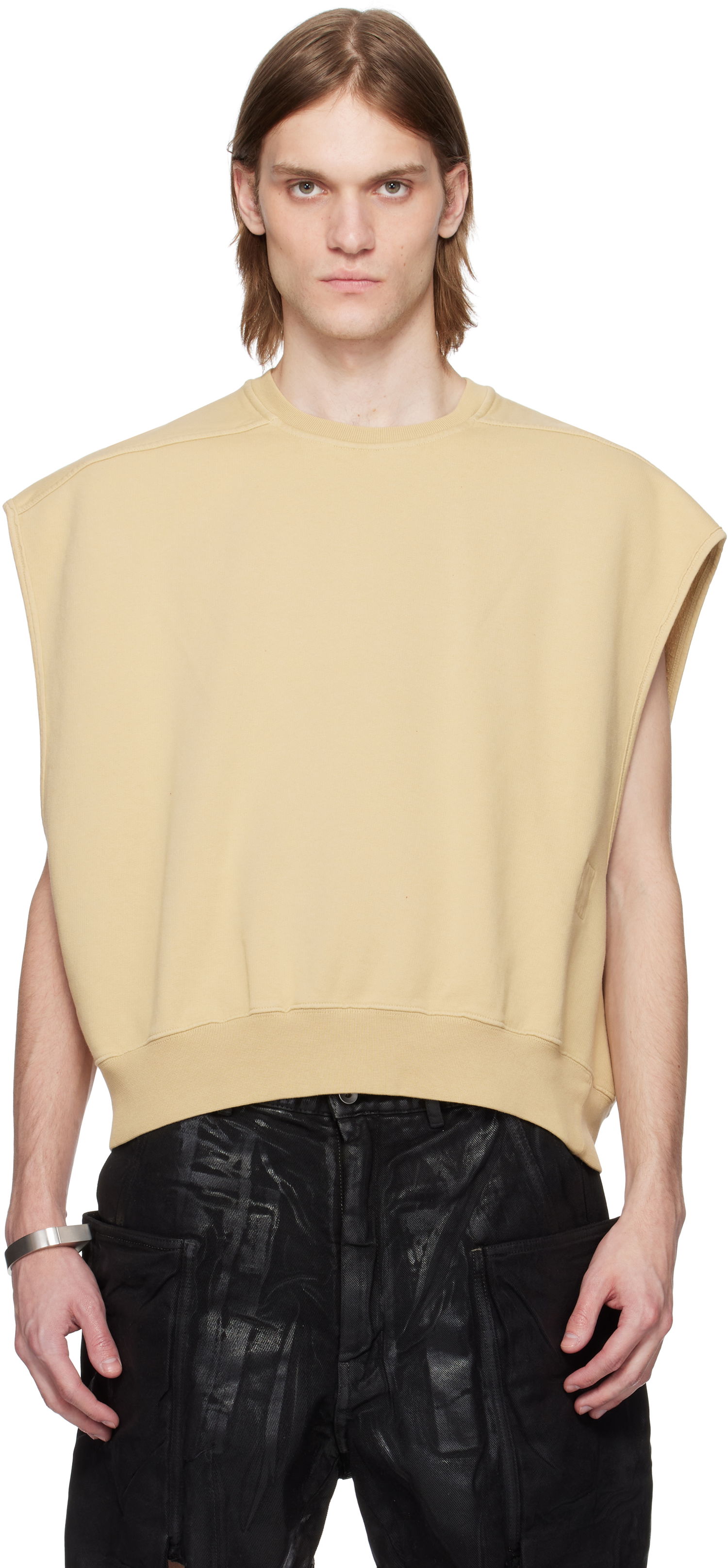 Sveter Rick Owens Rick Owens DRKSHDW Hollywood Jumbo Tatlin Sleeveless Sweatshirt Béžová | DU01E3160 F, 0