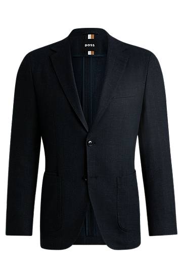 Bunda BOSS BOSS Regular-Fit Herringbone Stretch-Cotton Blend Jacket Navy | 50521495, 0