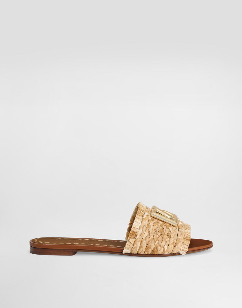 Doplnky Dolce & Gabbana Dolce & Gabbana Rafia Braided Slippers Béžová | CQ0646AN2178B218