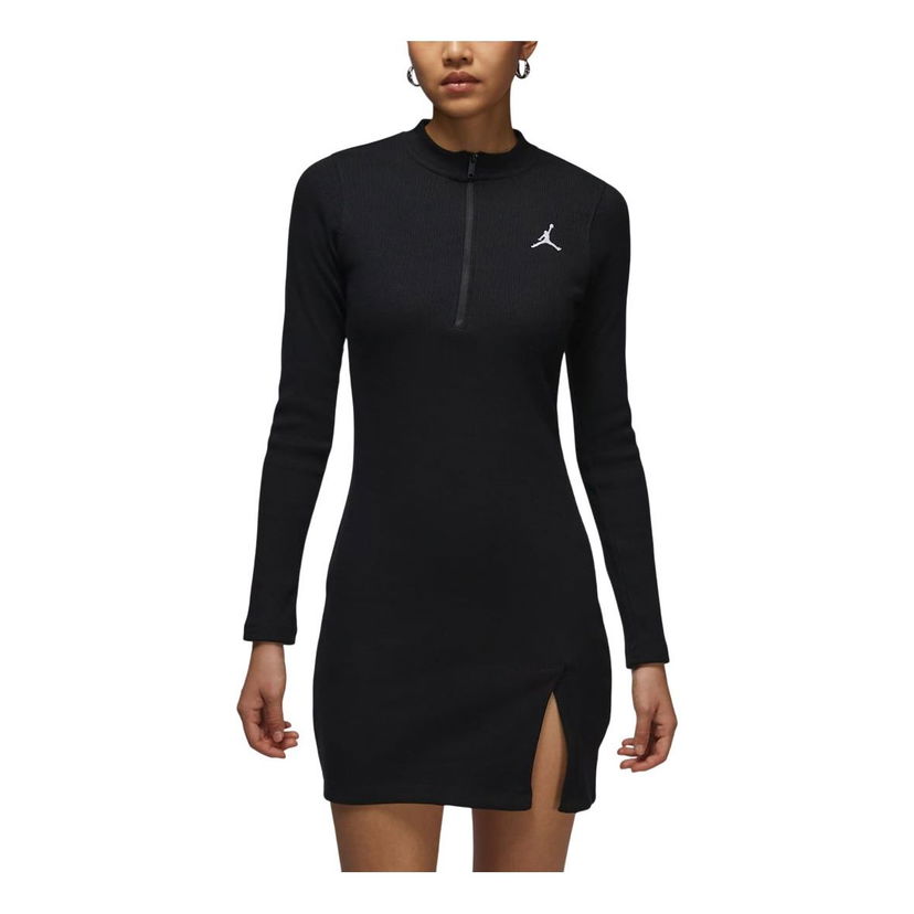 Šaty Jordan Air Jordan 1/2-Zip Long Sleeve Knit Dress Čierna | HF9478-010