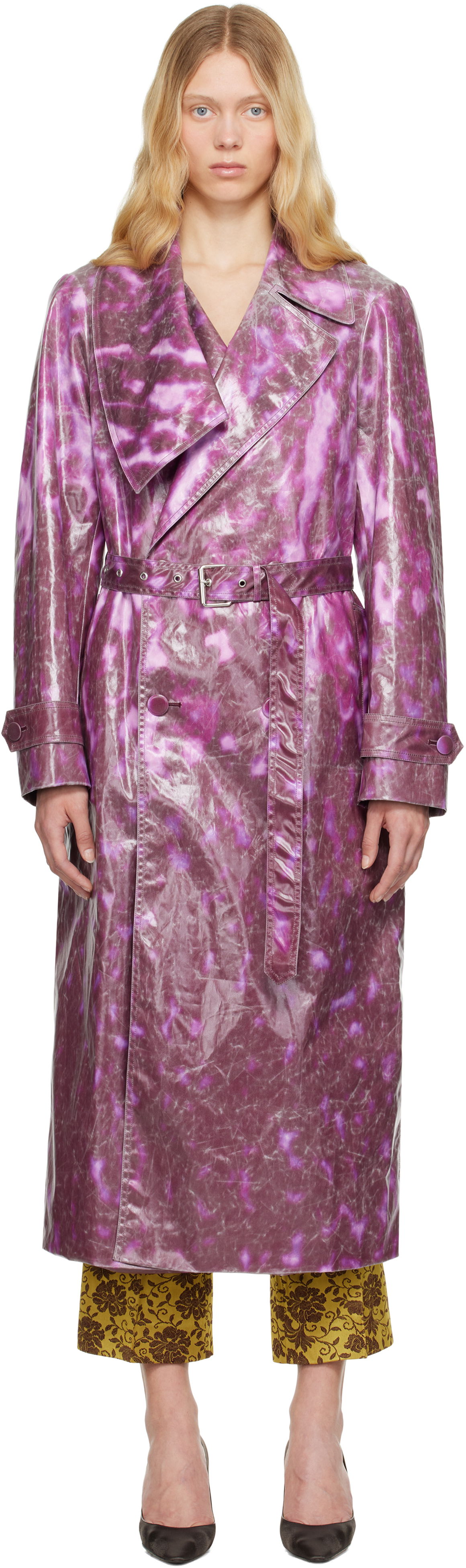 Pláštenka Dries Van Noten Dries Van Noten Double-Breasted Trench Coat Fialová | 251-010213-1108, 0