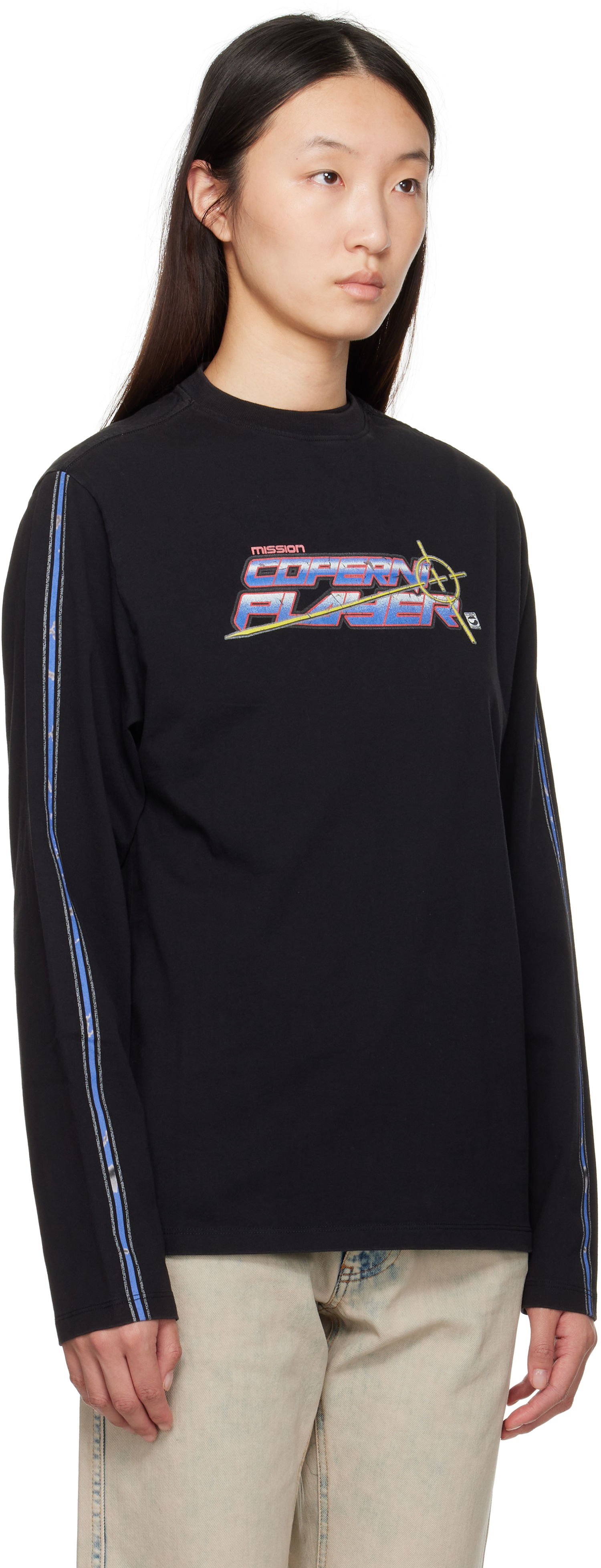 Tričko Coperni Coperni Slogan Graphic Long Sleeve T-Shirt Čierna | COPJS16PF5041, 1