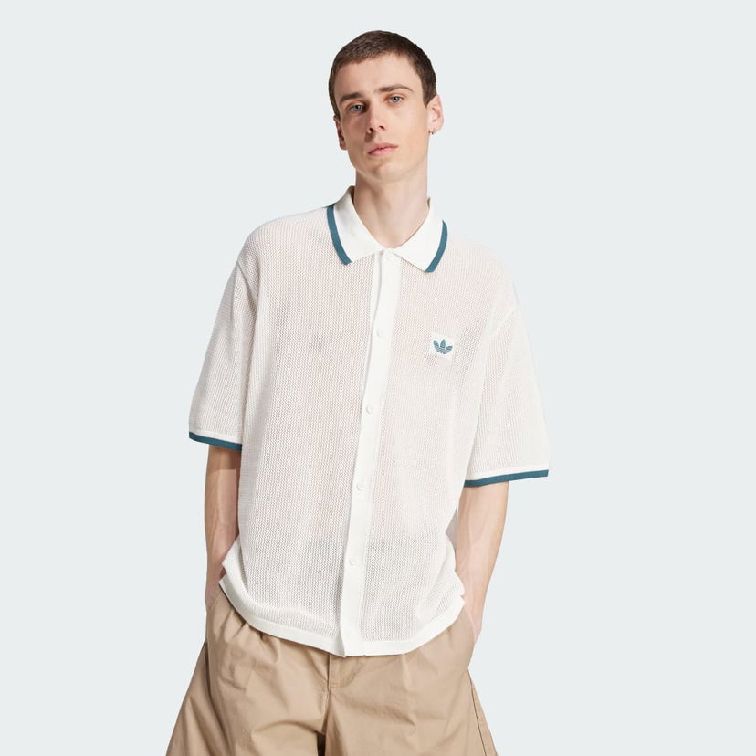Polo tričko adidas Originals adidas Originals Button Down Knitted Polo Biela | KC3526