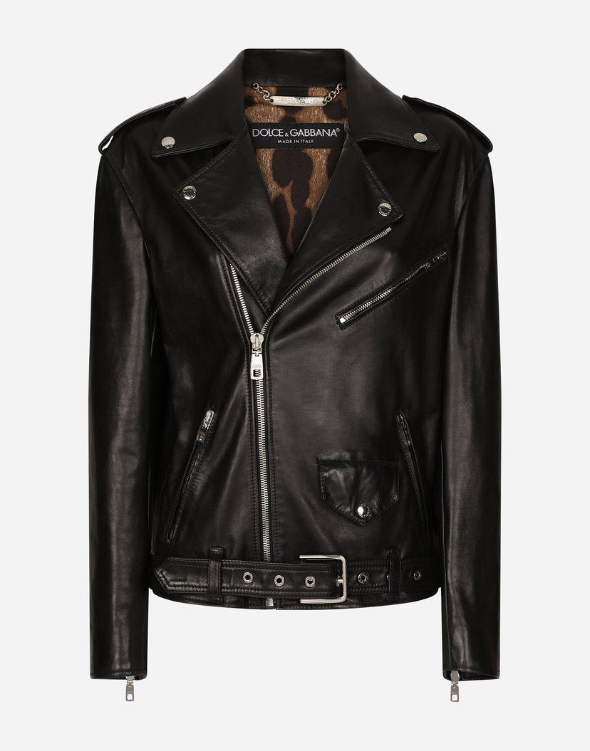 Bunda Dolce & Gabbana Asymmetric Zip Belted Leather Jacket Čierna | F9P52LHULRKN0000