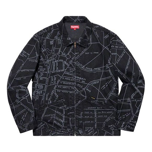 Bunda Supreme Gonz Map Work Jacket Čierna | SUP-SS19-10189