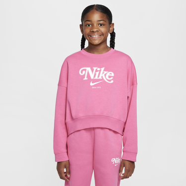 Mikina Nike Girls' Fleece Cropped Crewneck Sweatshirt Nike Sportswear Ružová | HM0531-684, 4