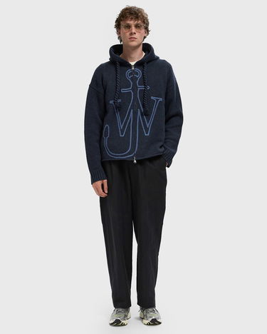 Mikina JW Anderson JW Anderson Anchor Embroidery Knitted Zip Hoodie Navy | KW1429-YN0412-768, 2