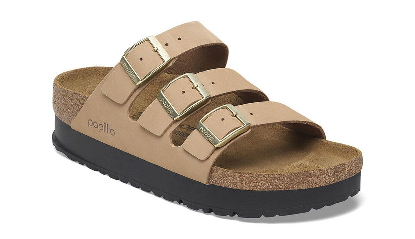 Tenisky a topánky Birkenstock Florida III Flex Platform Nubuk Leather Narrow Fit Sandals Béžová | 1029760