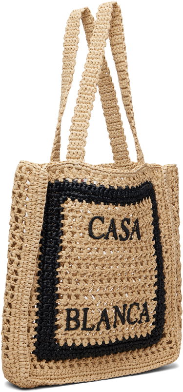 Tote bag Casablanca Casablanca Logo Raffia Tote Béžová | A-SP26-BAG-175-01, 4