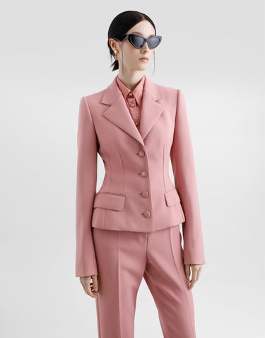 Bunda Dolce & Gabbana Dolce & Gabbana Single-Breasted Wool Crepe Dolce Jacket Ružová | F27DSTFU2L8F0473, 3
