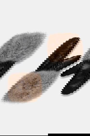 Rukavice STAND STUDIO Jane Leather Mittens with Faux Fur Cuffs Čierna | 66564.9398, 0