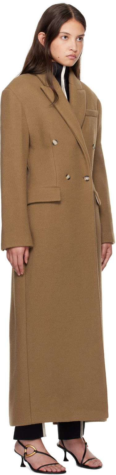Kabáty Nanushka Nanushka Ferris Double-Breasted Long Coat Hnedá | NW24FWOW40076, 1