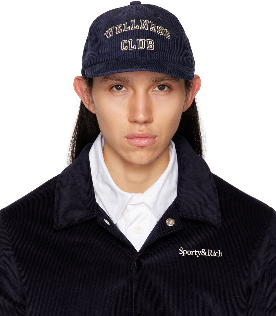 Šiltovka Sporty & Rich Sporty & Rich 'Wellness Club' Corduroy Cap Navy | CORDUROY HAT, 0