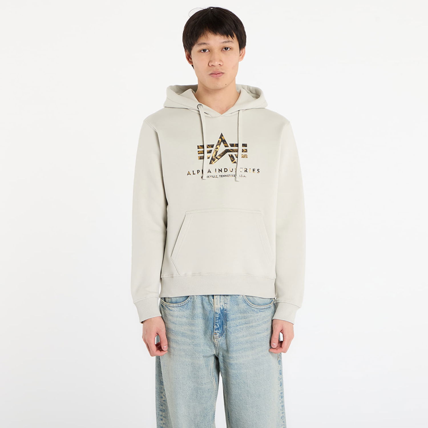 Mikina Alpha Industries Basic Hoodie Effect Print Béžová | 178312EP-10, 0