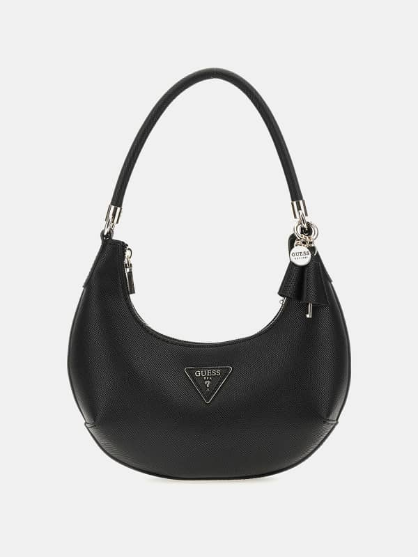 Taška cez rameno GUESS Gizele Saffiano Hobo Bag Čierna | HWVG9195010, 0