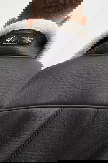 Bomber bunda Alpha Industries B-15 Modified Faux Leather Bomber Jacket with Faux Shearling Collar Čierna | 258117, 3