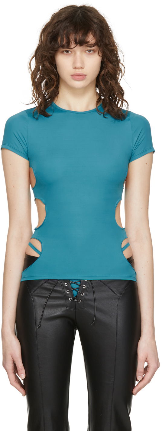 Tričko Miaou Miaou Zephyr Cutout T-Shirt Tyrkysová | 7041-CL, 0
